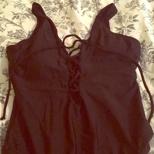 NEVER WORN -Black Lace Up One Piece
